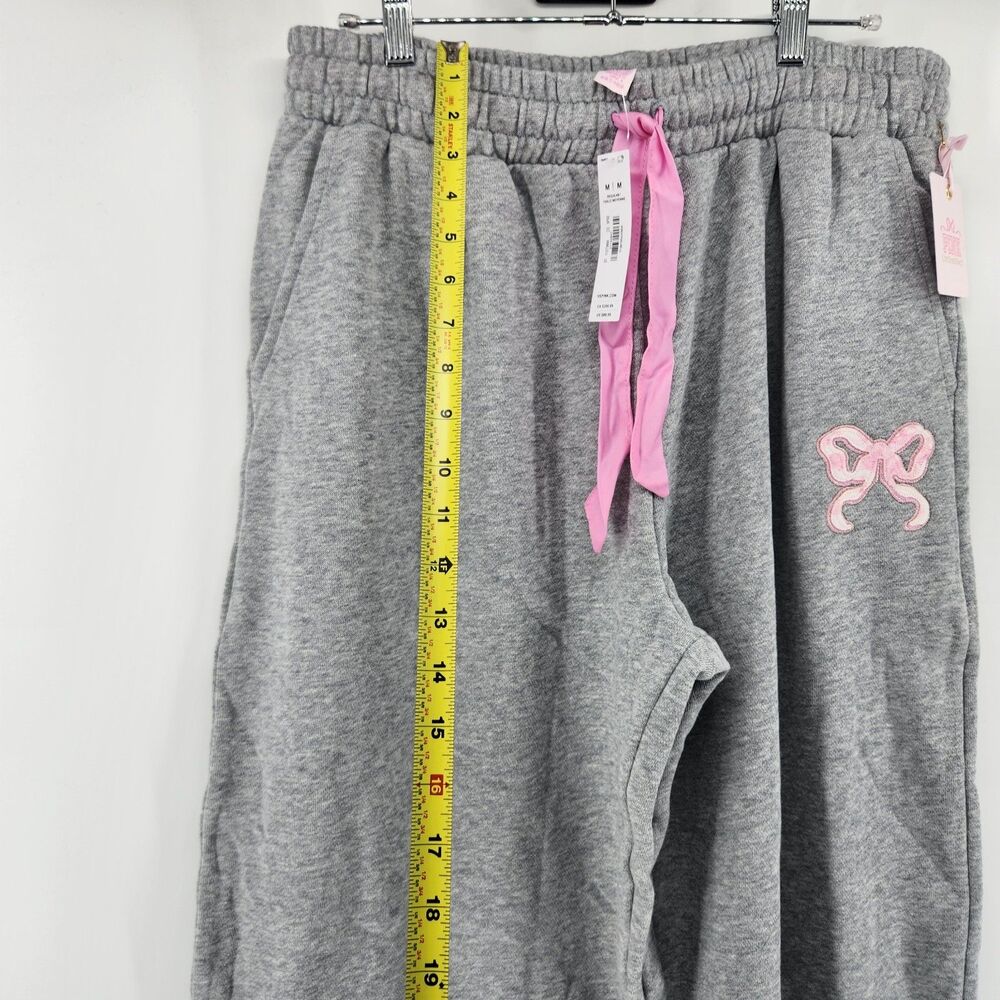 PINK x LoveShackFancy M Long Heather Grey Wide Leg Sweatpants NWT - Picture 5 of 8